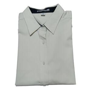 Port Authority Women's Plus Size Beige Short-Sleeve SuperPro Twill Shirt